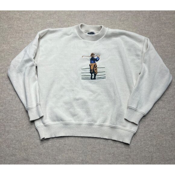 Course House Square Other - Vintage 90's Court House Square White Knit Crewneck Golf Sweater Men's Size XXL